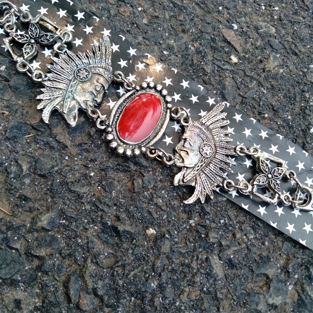 90s vtg deadstock red silver color bracelet